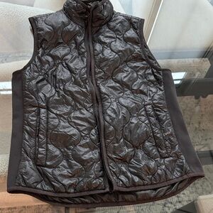 J. Crew Shiny Black Quilted Vest